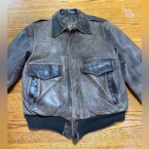 Monarch Vintage Horsehide Leather Bomber  Jacket-30”-XS-S